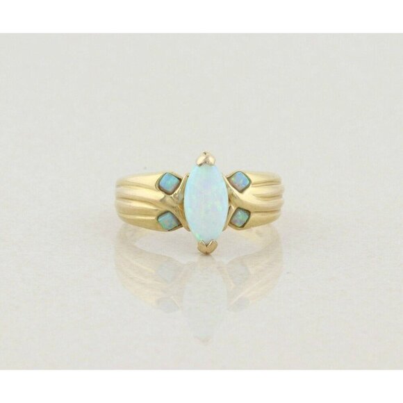 Gold over Sterling Silver Lab Created Opal Ring size 10 1/4 - Picture 1 of 7